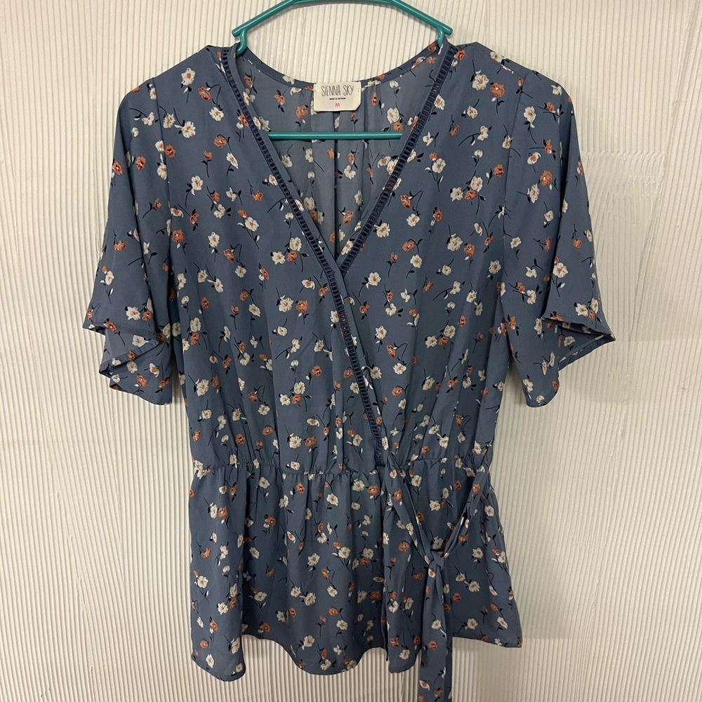 Tie front floral blouse